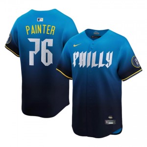Phils Andrew Painter #76 Blue Men City Connect Baseball Jersey | 2026 Season Game-Day 97876039