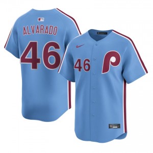 Blue Jose Alvarado #46 PHI Baseball Sewn Jersey | Authentic Men Fit 39390519