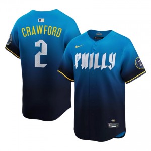 Blue Justin Crawford #2 Phillies Baseball City Connect Stitch Jersey | Official Men Fit 75672375