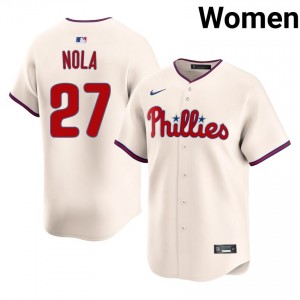 Cream Aaron Nola #27 PHI Baseball Stitch Jersey | Official Women Fit 38759591