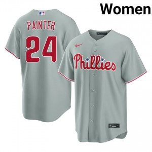 PHI Phillies Andrew Painter #24 Gray Women Baseball Jersey | 2026 Season Pro-Grade 72896835