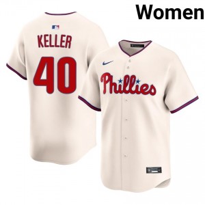 #40 Brad Keller Professional Women Baseball Jersey | PHI Phillies Cream Fan Gear 81847977