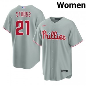 PHI Phillies Garrett Stubbs #21 Gray Women Baseball Jersey | 2026 Season Game-Day 95726270