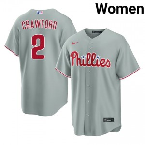 #2 Justin Crawford Game Women Baseball Jersey | PHI Phillies Gray Fan Gear 24806524