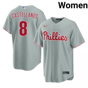 Nick Castellanos #8 PHI Baseball Jersey | Game-Day Women Gray Stitched Edition 84073635