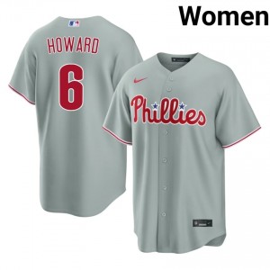 Gray Ryan Howard #6 PHI Baseball Embroidery Jersey | Limited Women Fit 36206533