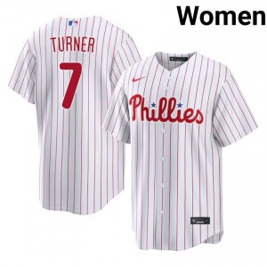 Trea Turner #7 Philadelphia Phillies Baseball Jersey | Official Women White Stitch Edition 39210509