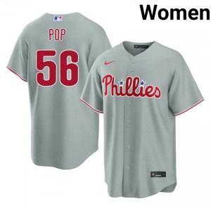 PHI Phillies Zach Pop #56 Gray Women Baseball Jersey | 2026 Season Professional 44573818