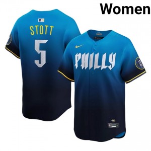Bryson Stott #5 Philadelphia Phillies City Connect Baseball Jersey | Pro-Grade Women Blue Stitched Edition 57502568