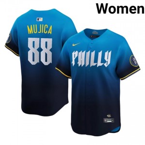 #88 Cesar Mujica MLB Women City Connect Baseball Jersey | Philadelphia Blue Fan Gear 88256298