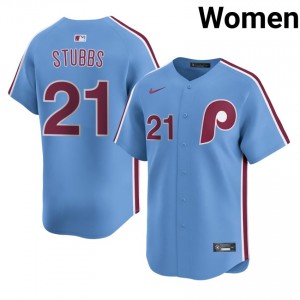 #21 Garrett Stubbs Iconic Women Baseball Jersey | Phils Blue Fan Gear 37881658