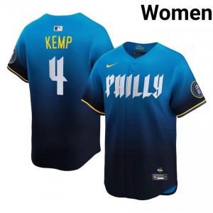 Blue Otto Kemp #4 Philadelphia Phillies Baseball City Connect Sewn Jersey | Genuine Women Fit 33503584