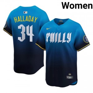 #34 Roy Halladay Exclusive Women City Connect Baseball Jersey | Philadelphia Blue Fan Gear 59184961