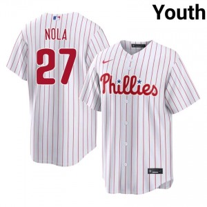 PHI Phillies Aaron Nola #27 White Youth Baseball Jersey | 2026 Season Gameday 26770431