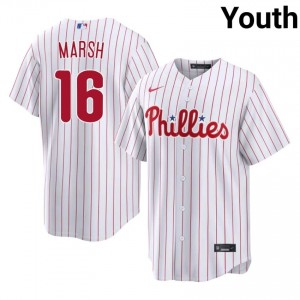 #16 Brandon Marsh Game Youth Baseball Jersey | PHI Phillies White Fan Gear 30677364