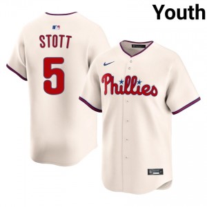 Bryson Stott #5 Phillies Baseball Jersey | Genuine Youth Cream Sewn Edition 31211134