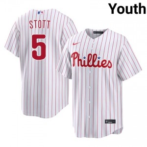 White Bryson Stott #5 PHI Baseball Embroidery Jersey | Classic Youth Fit 10129823