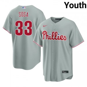 Gray Edmundo Sosa #33 Phillies Baseball Stitched Jersey | Durable Youth Fit 53441810