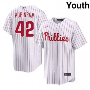 Jackie Robinson #42 PHI Baseball Jersey | Officially Licensed Youth White Embroidery Edition 64917327