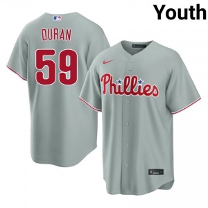 Gray Jhoan Duran #59 Phillies Baseball Sewn Jersey | Authentic Youth Fit 11228582