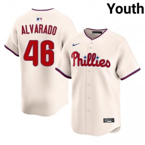 Phils Jose Alvarado #46 Cream Youth Baseball Jersey | 2026 Season Durable 43567933