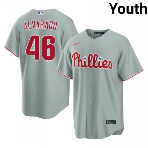 Gray Jose Alvarado #46 Phillies Baseball Stitched Jersey | Pro-Grade Youth Fit 67993544
