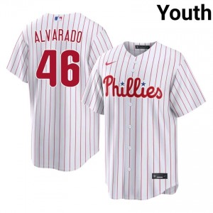#46 Jose Alvarado Premium Youth Baseball Jersey | PHI Phillies White Fan Gear 65826689