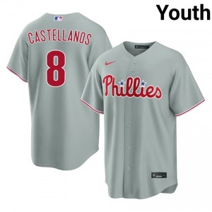 Phils Nick Castellanos #8 Gray Youth Baseball Jersey | 2026 Season Replica 32721128