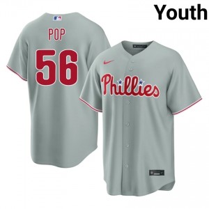 Gray Zach Pop #56 Phillies Baseball Embroidery Jersey | Limited Youth Fit 91680791