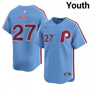Blue Aaron Nola #27 Philadelphia Phillies Baseball Embroidery Jersey | Exclusive Youth Fit 97229484