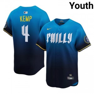 #4 Otto Kemp Authentic Youth City Connect Baseball Jersey | PHI Phillies Blue Fan Gear 30676918