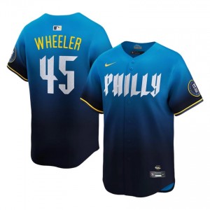 Zack Wheeler #45 Phillies City Connect Baseball Jersey | Game Men Blue Embroidery Edition 32809526